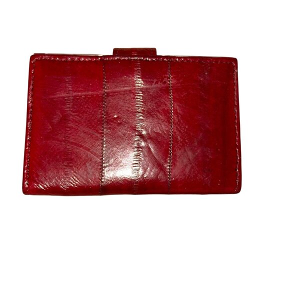Vintage 100% eel Skin RED wallet card picture holder - Picture 4 of 5